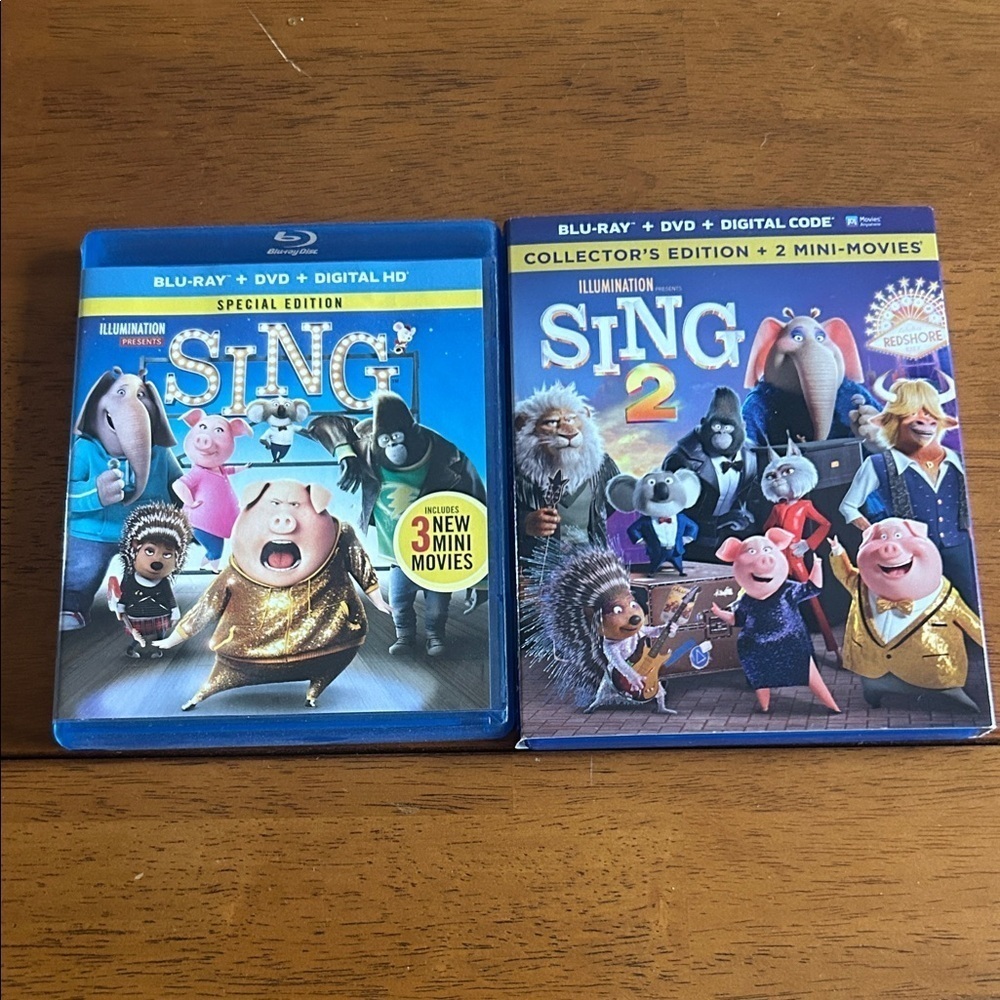 Sing and Sing 2 Blu-ray and DVD Set